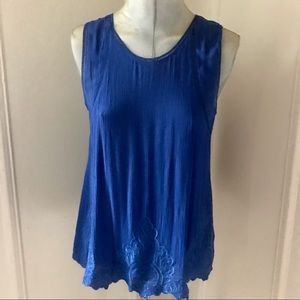 Anthropology Pixley blue embroidered top Size S